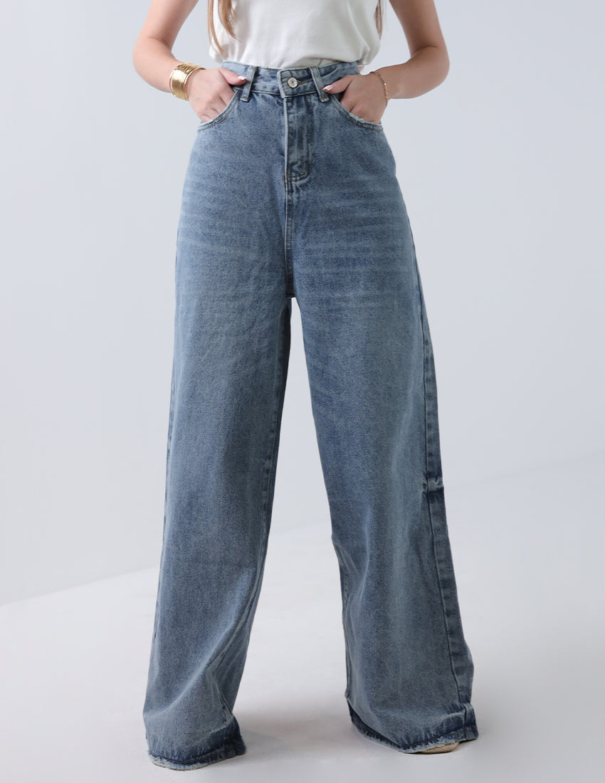 High-Waist Wide-Leg Jeans Blue